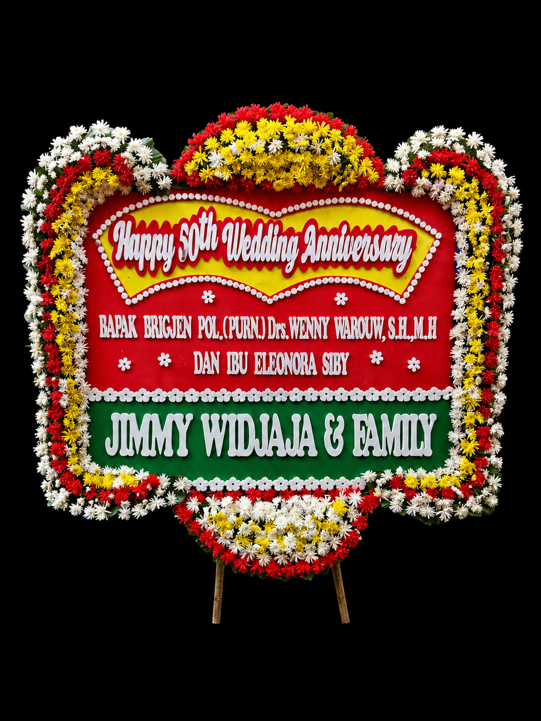 2 Bunga Papan Happy Wedding Balai Kartini Jakarta Selatan