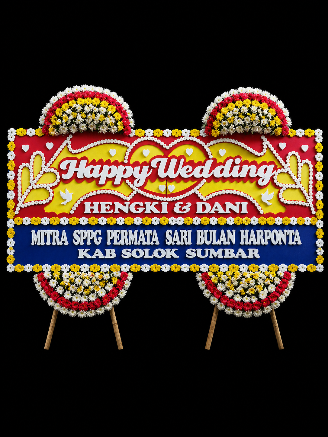 3 Bunga Papan Happy Wedding Balai Kartini Jakarta Selatan